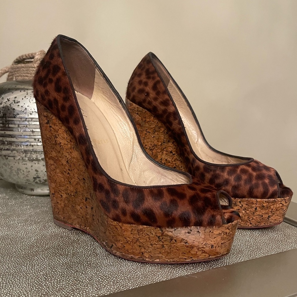 Christian Louboutin Pony Hair Leopard Wedges